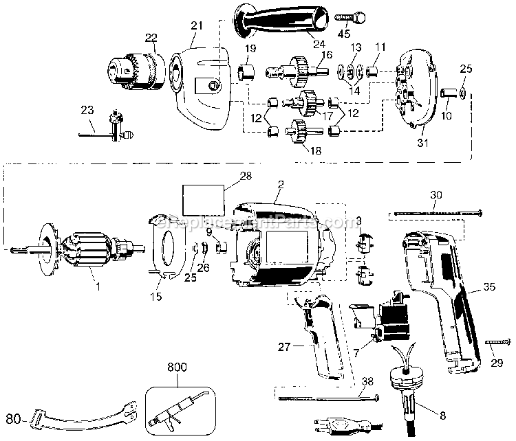 Black and Decker B7254 (Type 4) 1/2 Vsr Drill Power Tool Page A Diagram